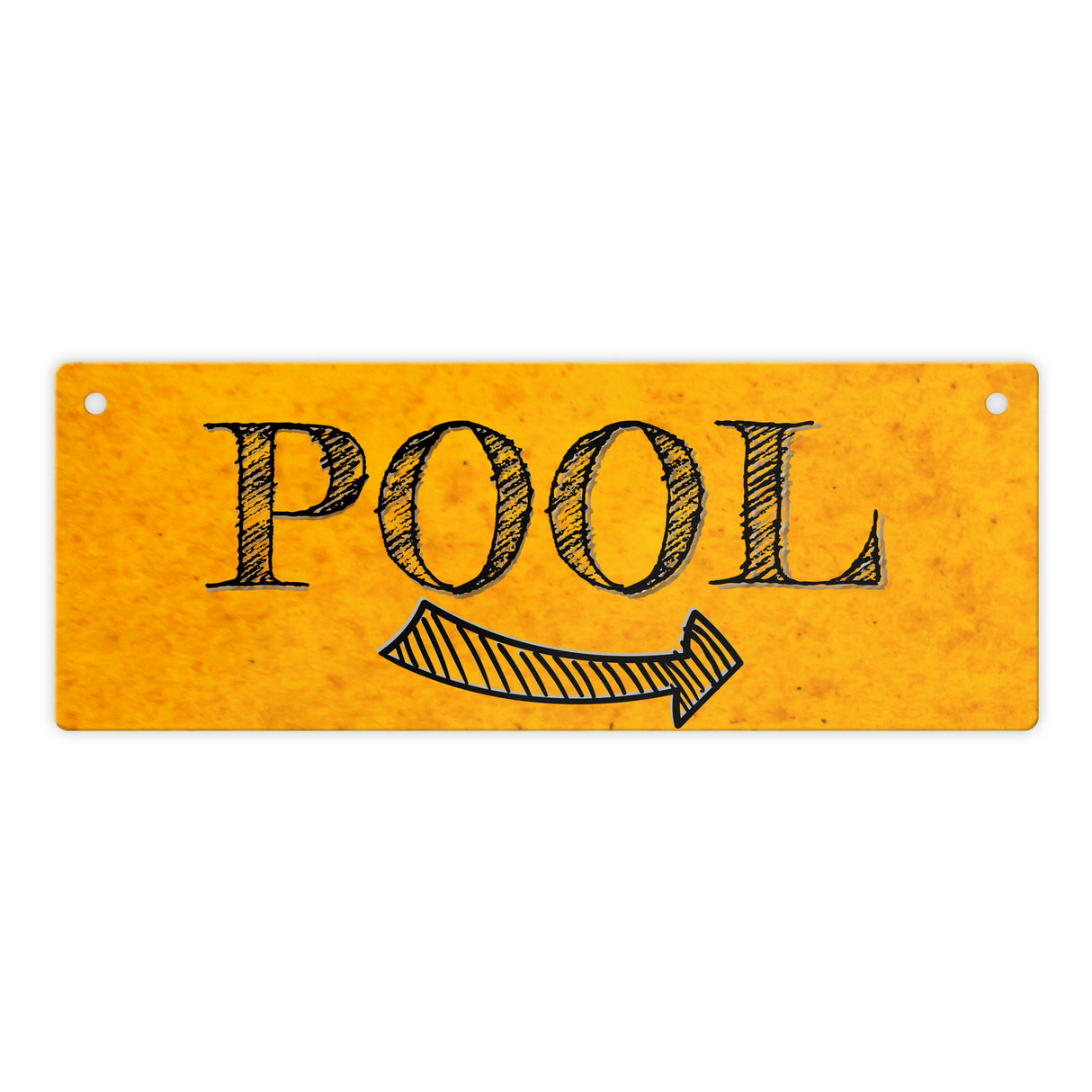 Hier geht’s zum Pool mit Pfeil nach rechts - Metallschild