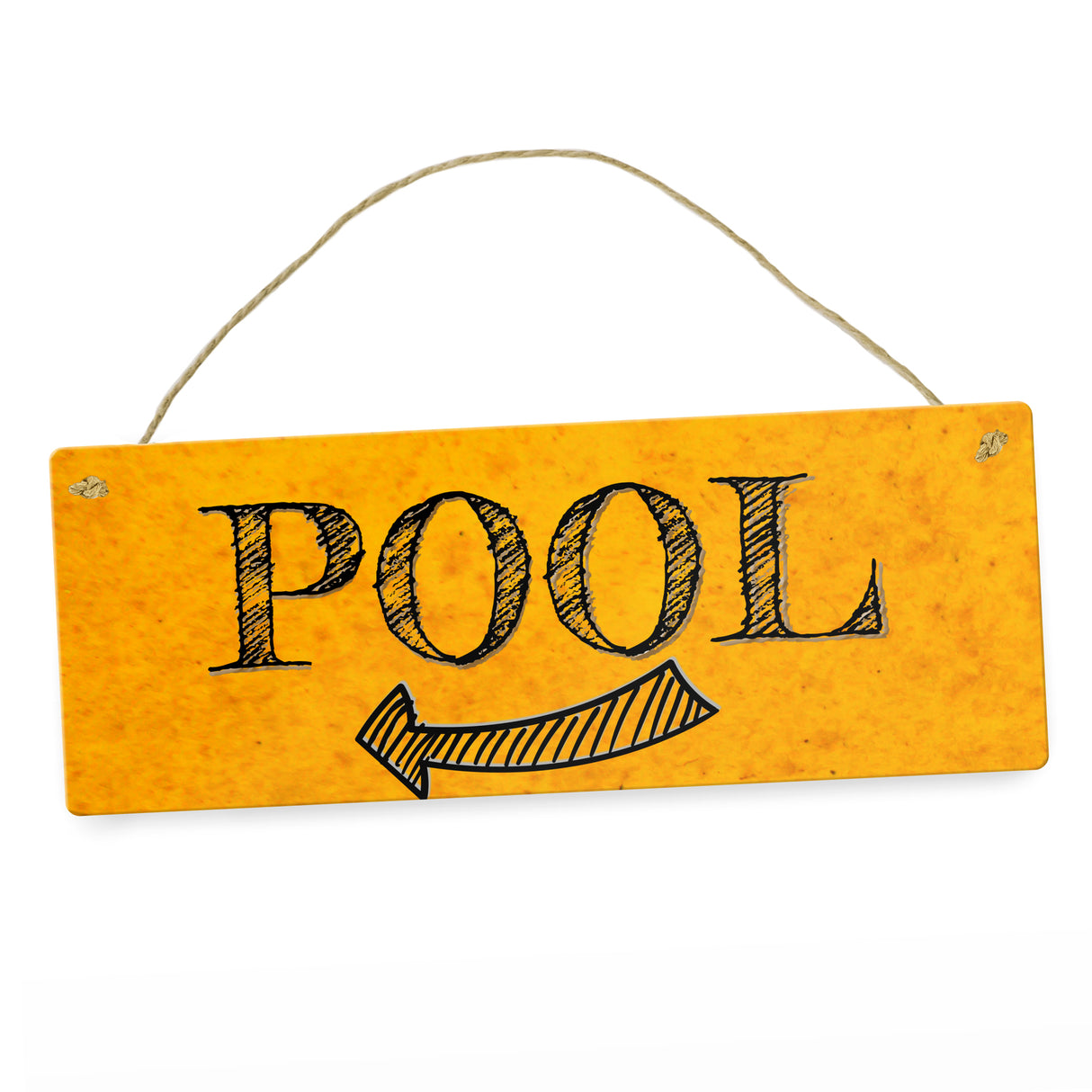 Hier geht’s zum Pool mit Pfeil nach rechts - Metallschild
