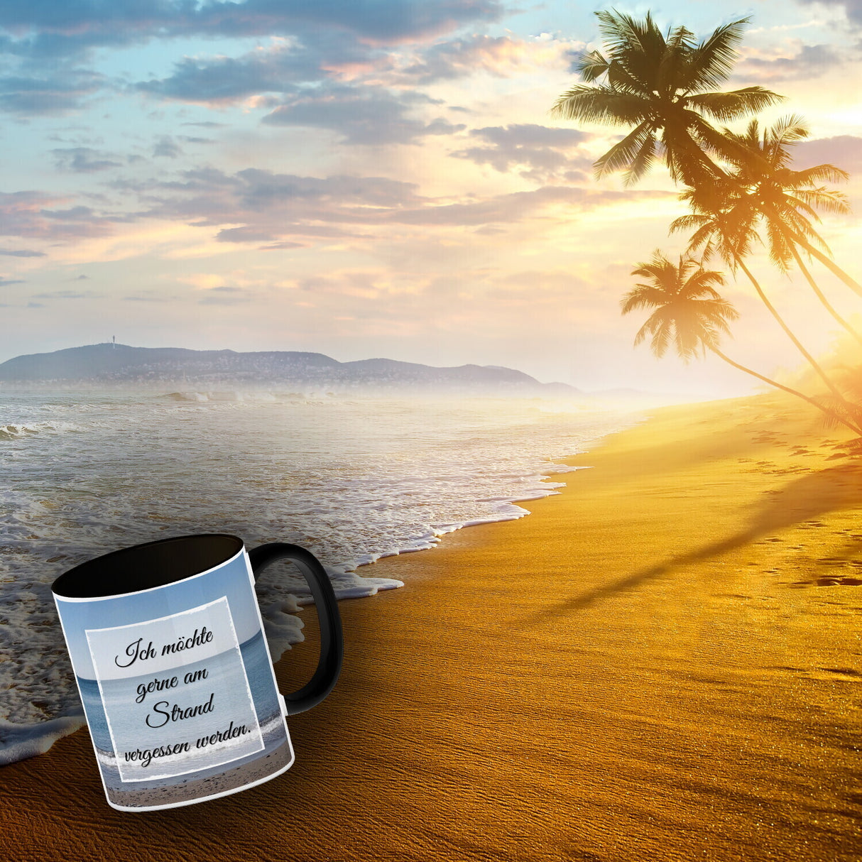 Ich möchte gerne am Strand vergessen werden Kaffeebecher