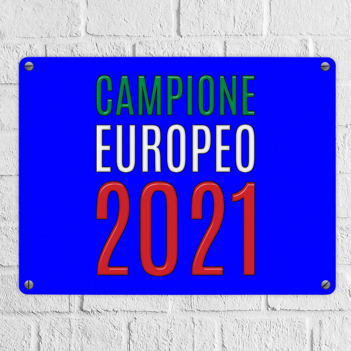Metallschild in 15x20 cm Campione Europeo 2021 Italia Europameister scudo di metallo