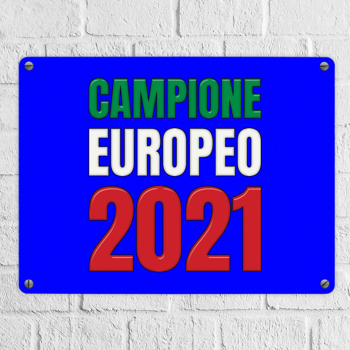 Metallschild in 15x20 cm Campione Europeo 2021 Italia Europameister scudo di metallo