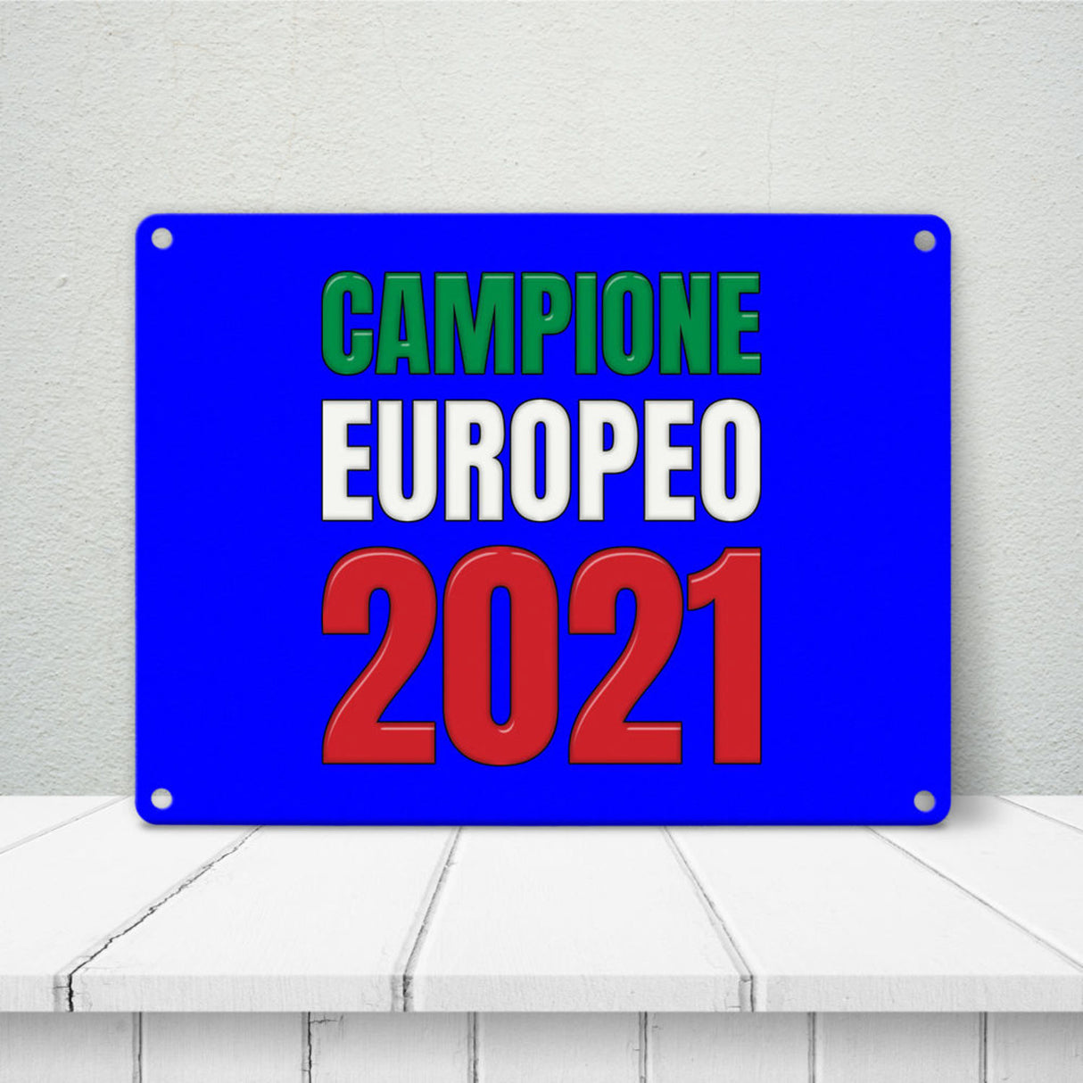 Metallschild in 15x20 cm Campione Europeo 2021 Italia Europameister scudo di metallo