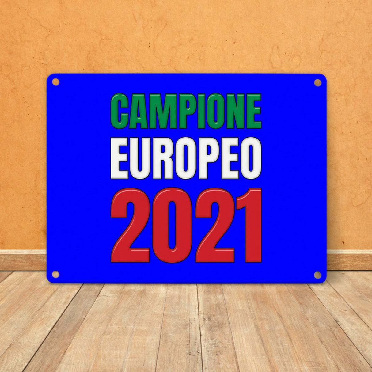Metallschild in 15x20 cm Campione Europeo 2021 Italia Europameister scudo di metallo