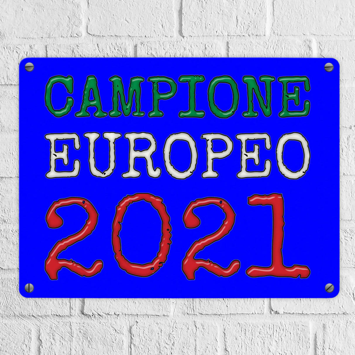 Metallschild in 15x20 cm Campione Europeo 2021 Italia Europameister scudo di metallo