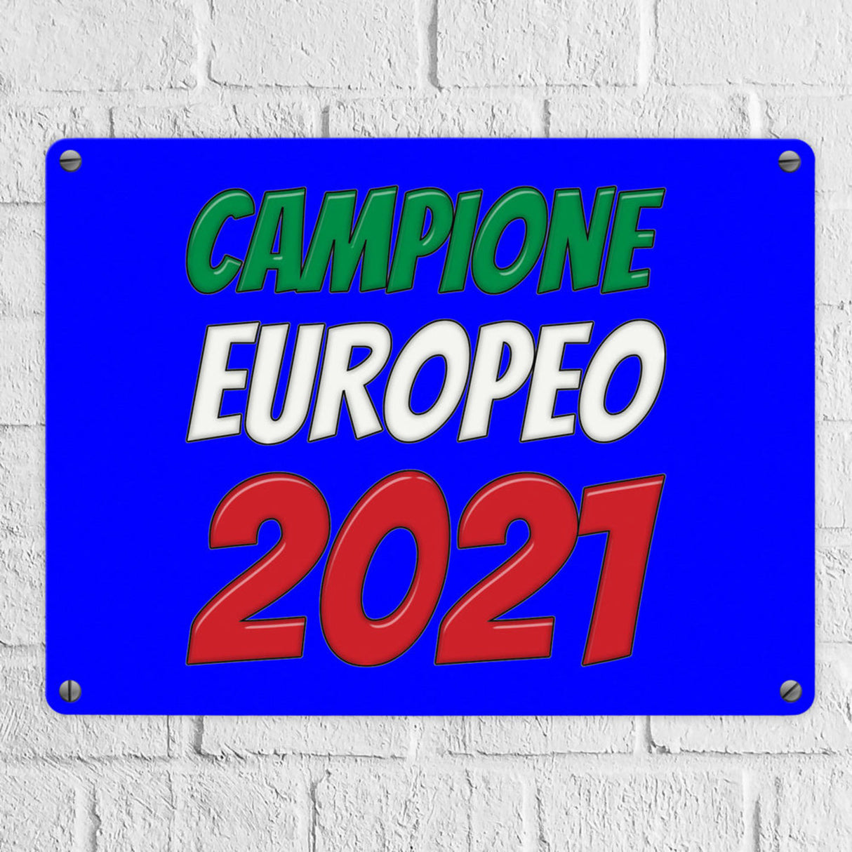 Metallschild in 15x20 cm Campione Europeo 2021 Italia Europameister scudo di metallo