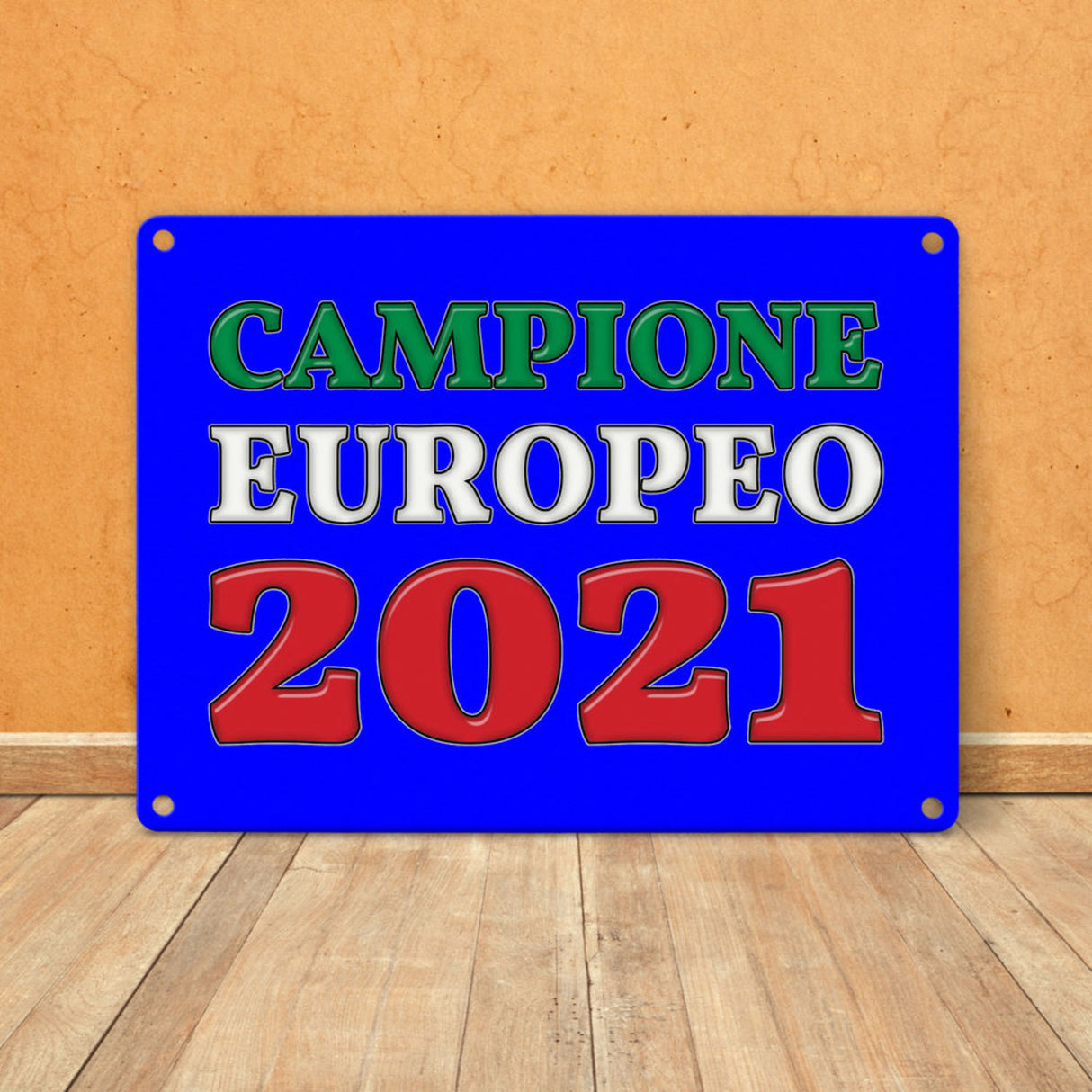 Metallschild in 15x20 cm Campione Europeo 2021 Italia Europameister scudo di metallo