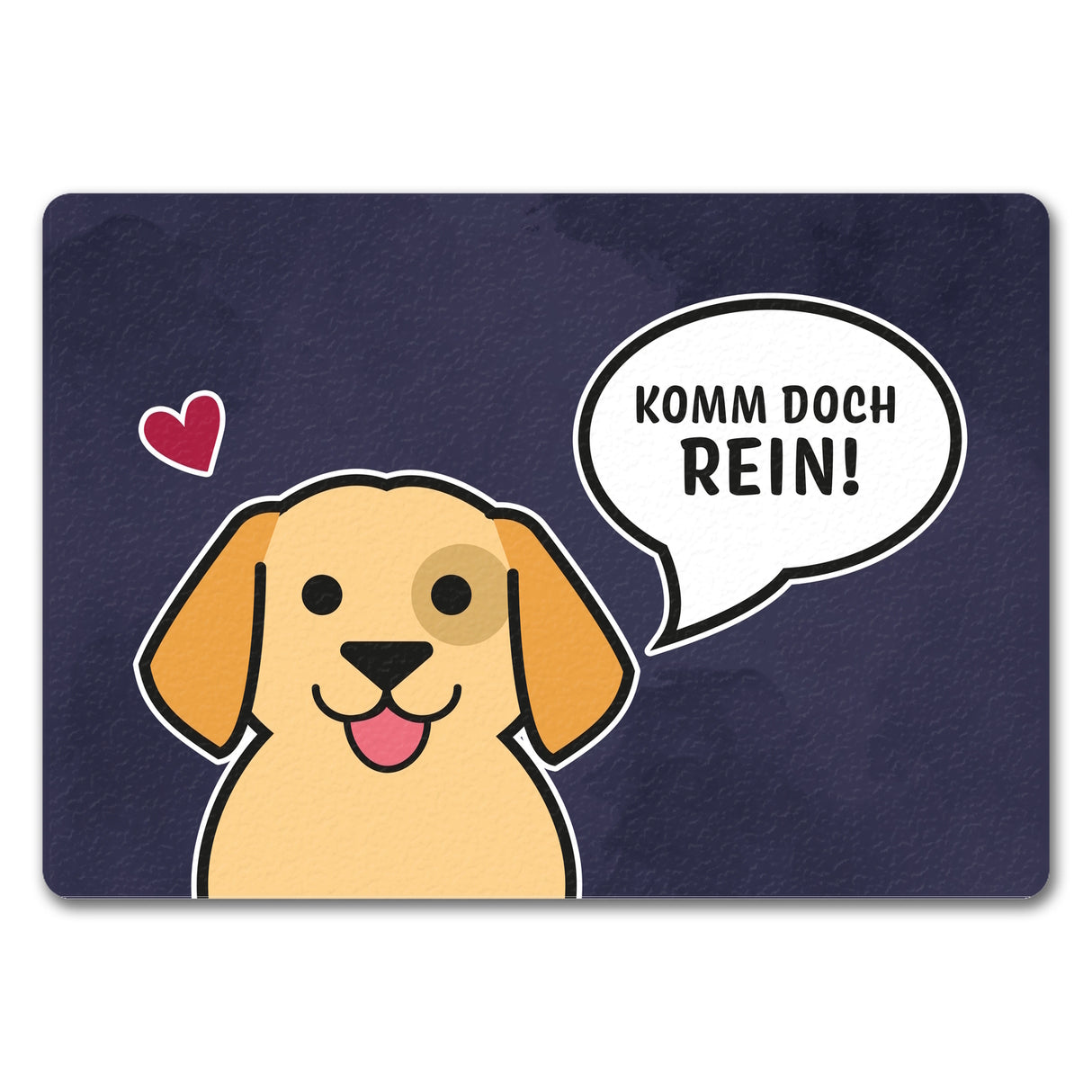 Fußmatte mit Motiv - Komm doch rein mit süßem Hund im Comic Design