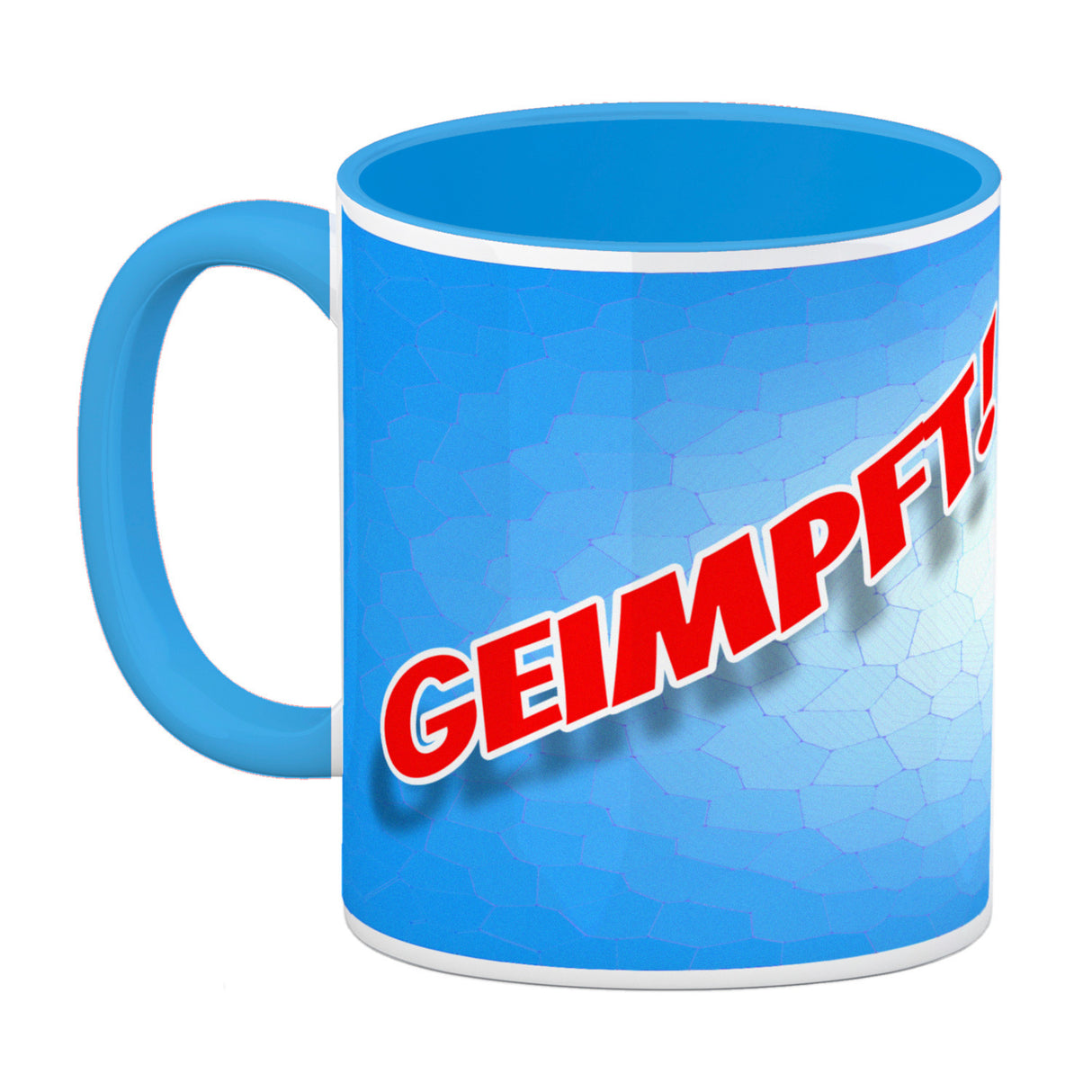 Kaffeebecher mit Virus und Spritzen Motiv - Geimpft! Lustiger Impfhumor