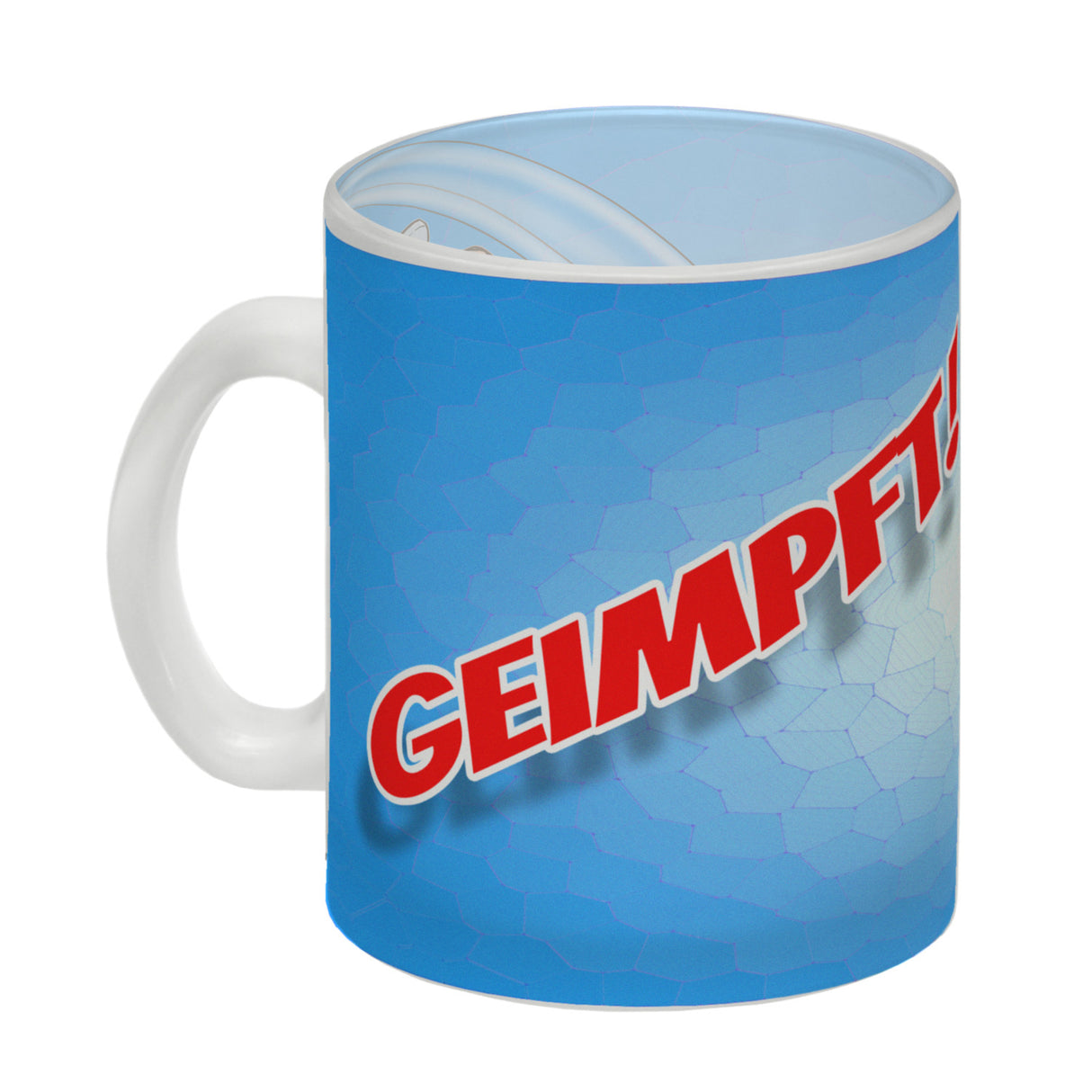 Kaffeebecher mit Virus und Spritzen Motiv - Geimpft! Lustiger Impfhumor