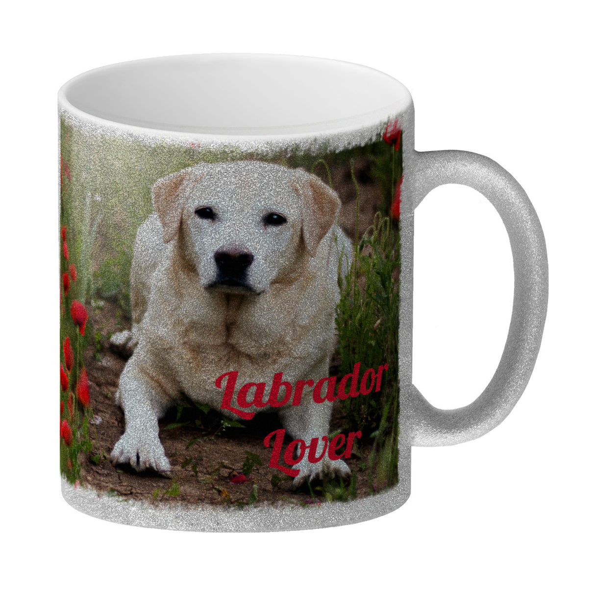 Kaffeetasse mit Fotomotiv Labrador Lover - Labrador im Mohnfeld