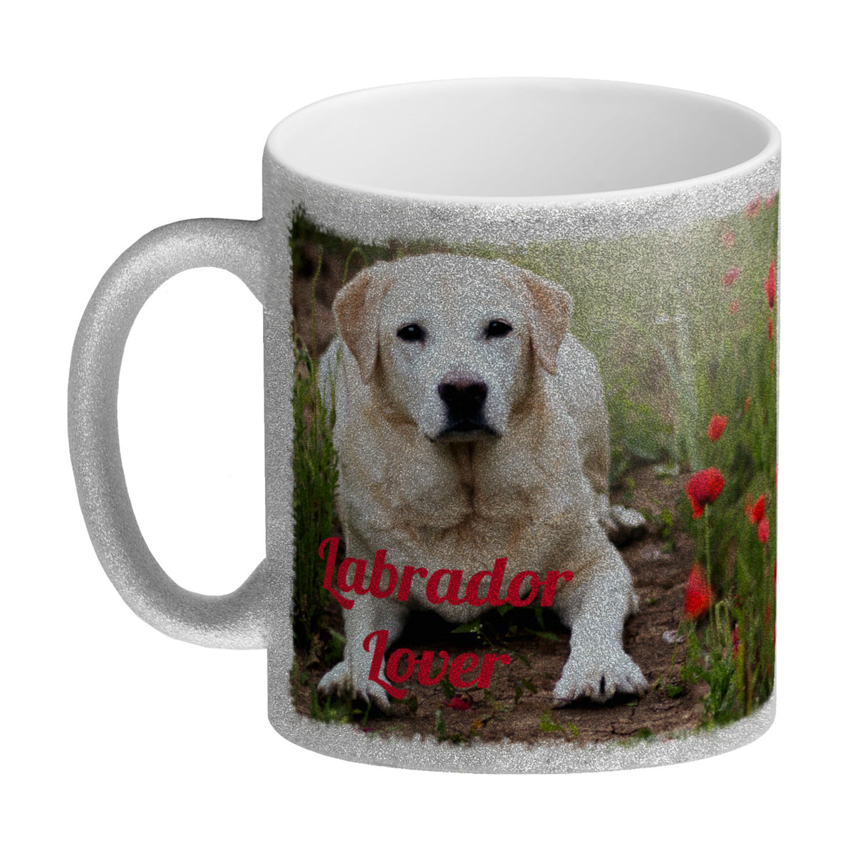 Kaffeetasse mit Fotomotiv Labrador Lover - Labrador im Mohnfeld