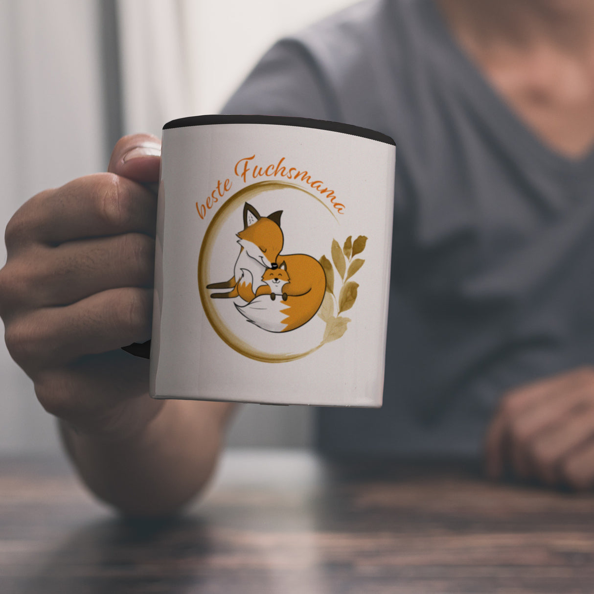 Kaffeebecher mit Motiv - Beste Fuchsmama mit süßem Fuchsbaby und Fuchsmutter