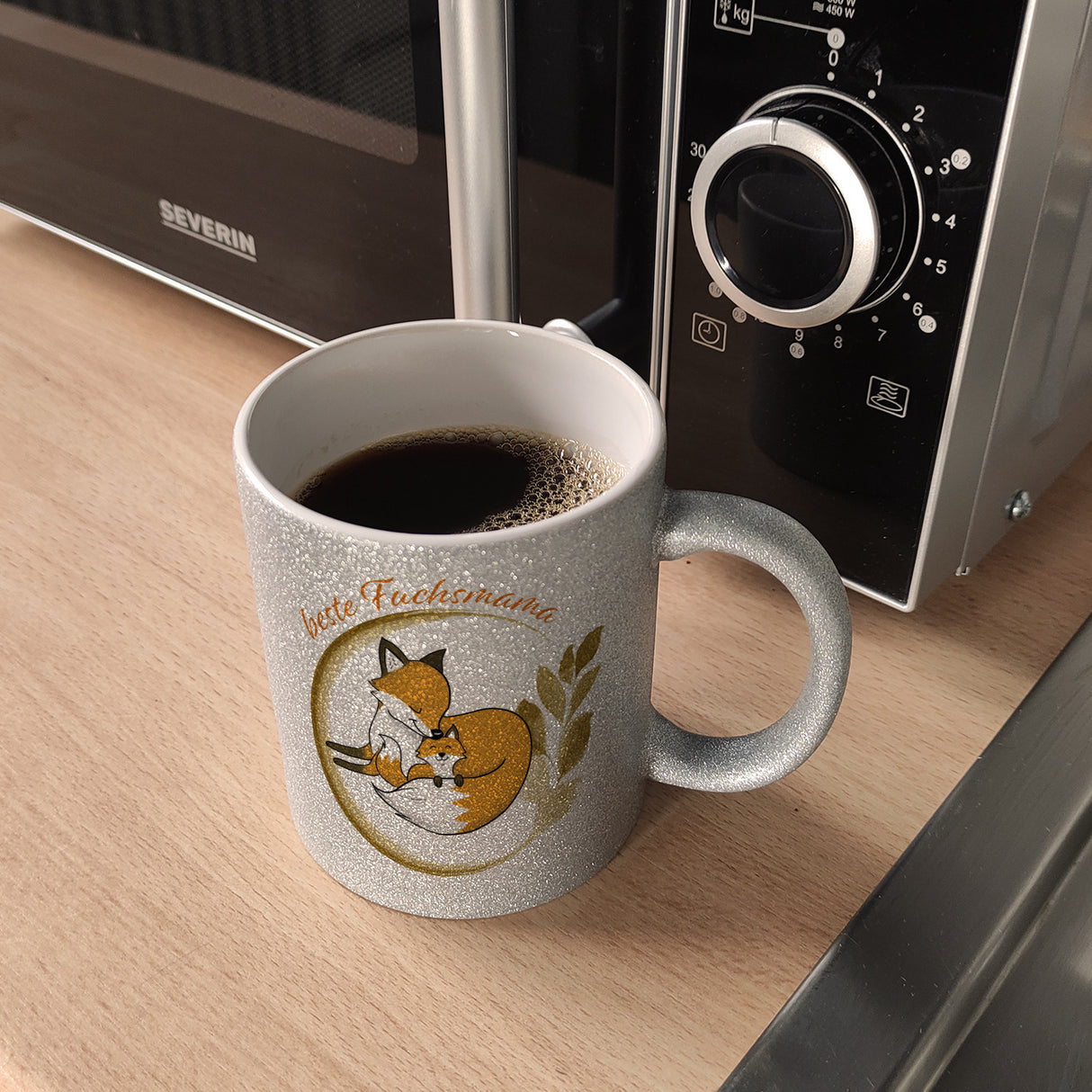 Kaffeebecher mit Motiv - Beste Fuchsmama mit süßem Fuchsbaby und Fuchsmutter