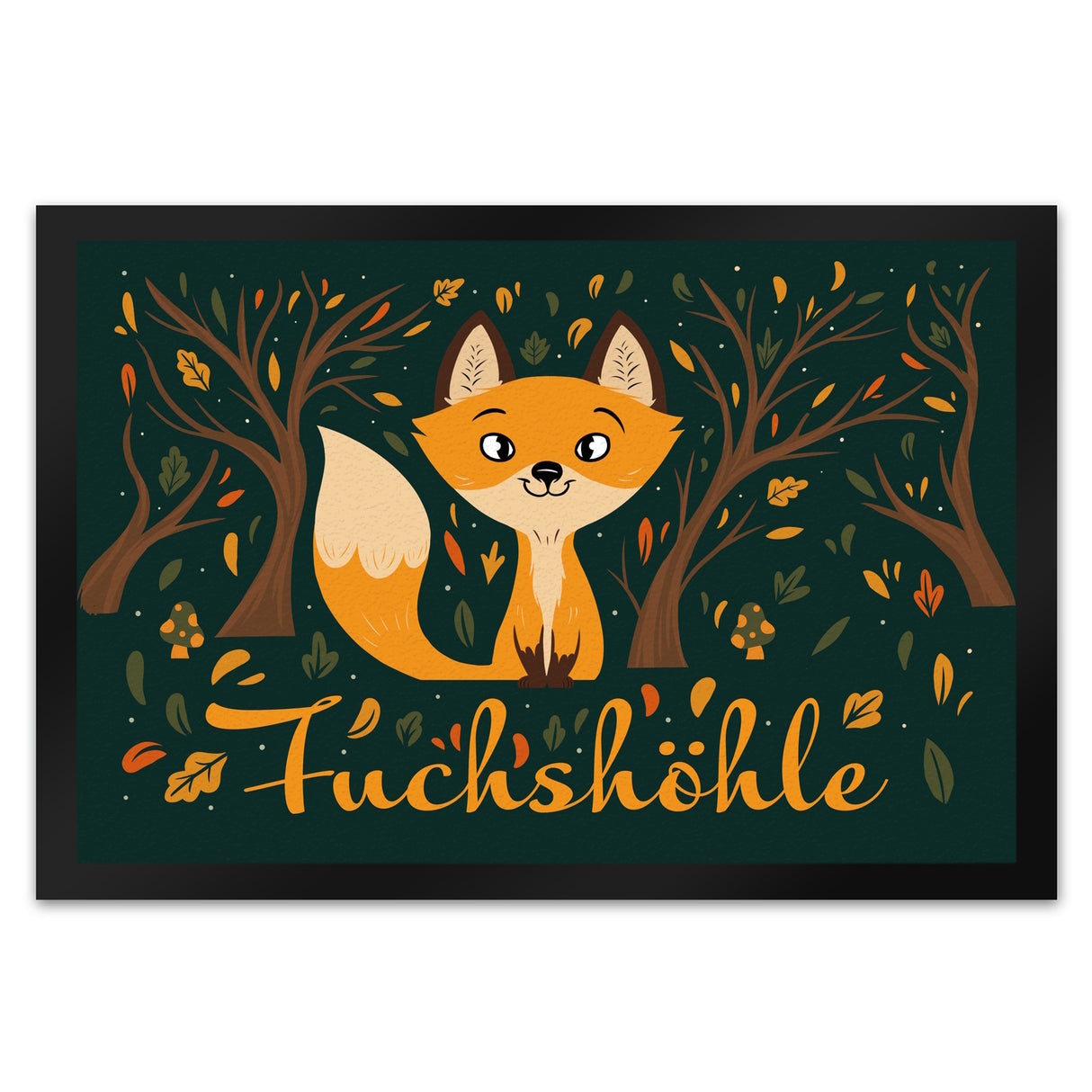 Fußmatte mit niedlichem Fuchs im Wald und Herbst Motiven - Fuchshöhle