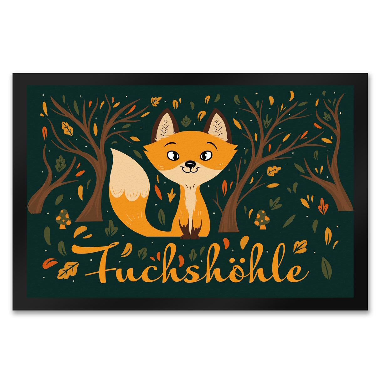 Fußmatte mit niedlichem Fuchs im Wald und Herbst Motiven - Fuchshöhle