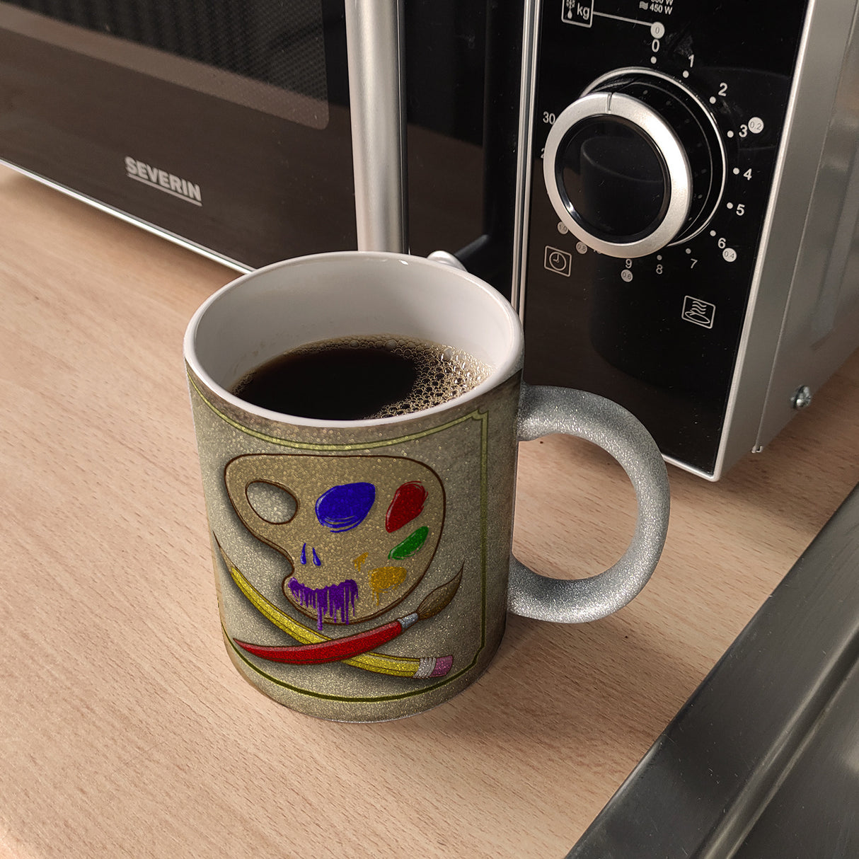 Kaffeebecher mit Motiv und Spruch - Kunst kommt von Können nicht von Wollen