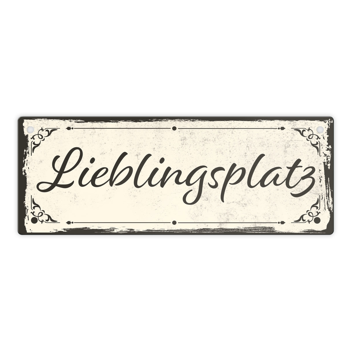 Metallschild mit schönem Design - Lieblingsplatz im rustikalen Stil in Braun