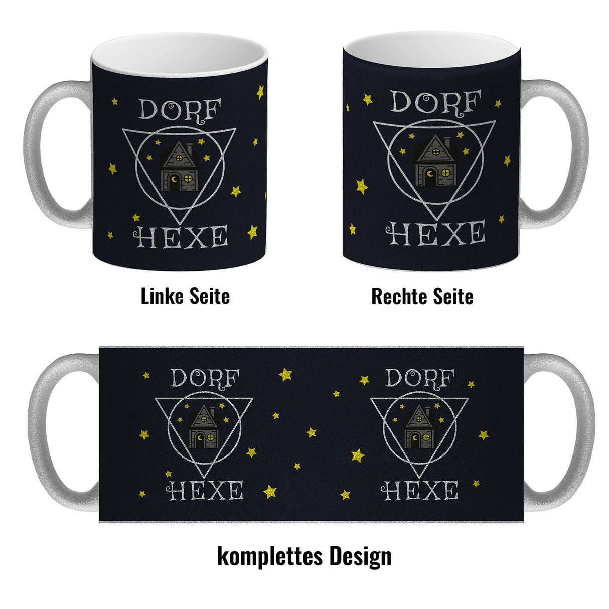 Dorfhexe Kaffeebecher mit Hexenhaus Motiven