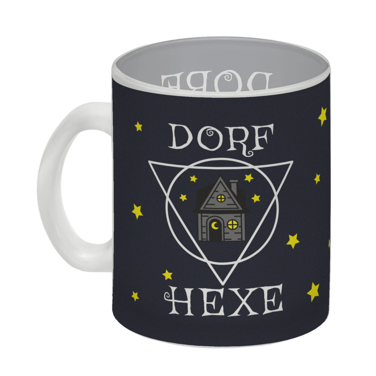 Dorfhexe Kaffeebecher mit Hexenhaus Motiven