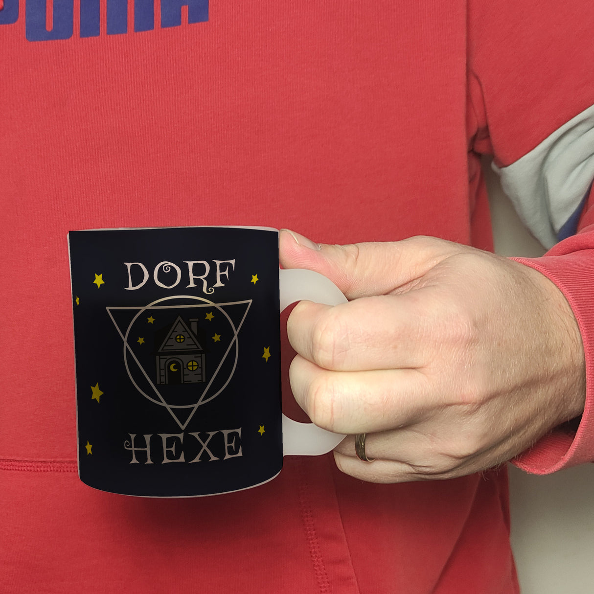 Dorfhexe Kaffeebecher mit Hexenhaus Motiven
