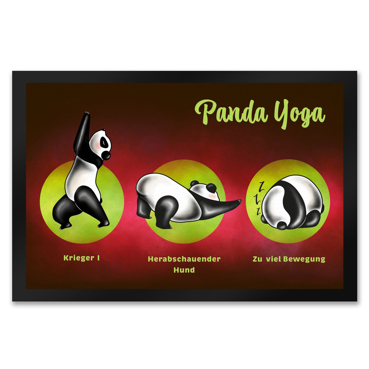 Panda Yoga Fußmatte mit Yoga Übungen und Pandabären