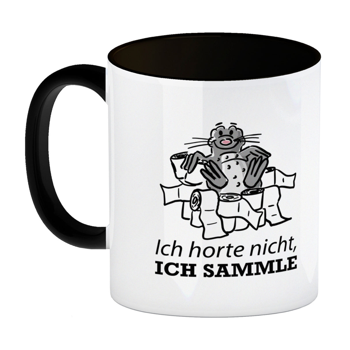 Ich horte nicht, ich sammle Kaffeebecher mit Seeleopard auf Toilettenpapier