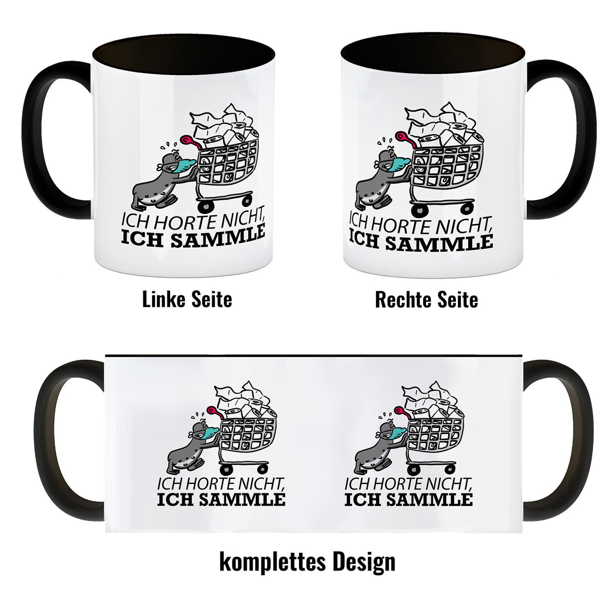 Ich horte nicht, ich sammle Kaffeebecher mit Seeleopard und Toilettenpapier