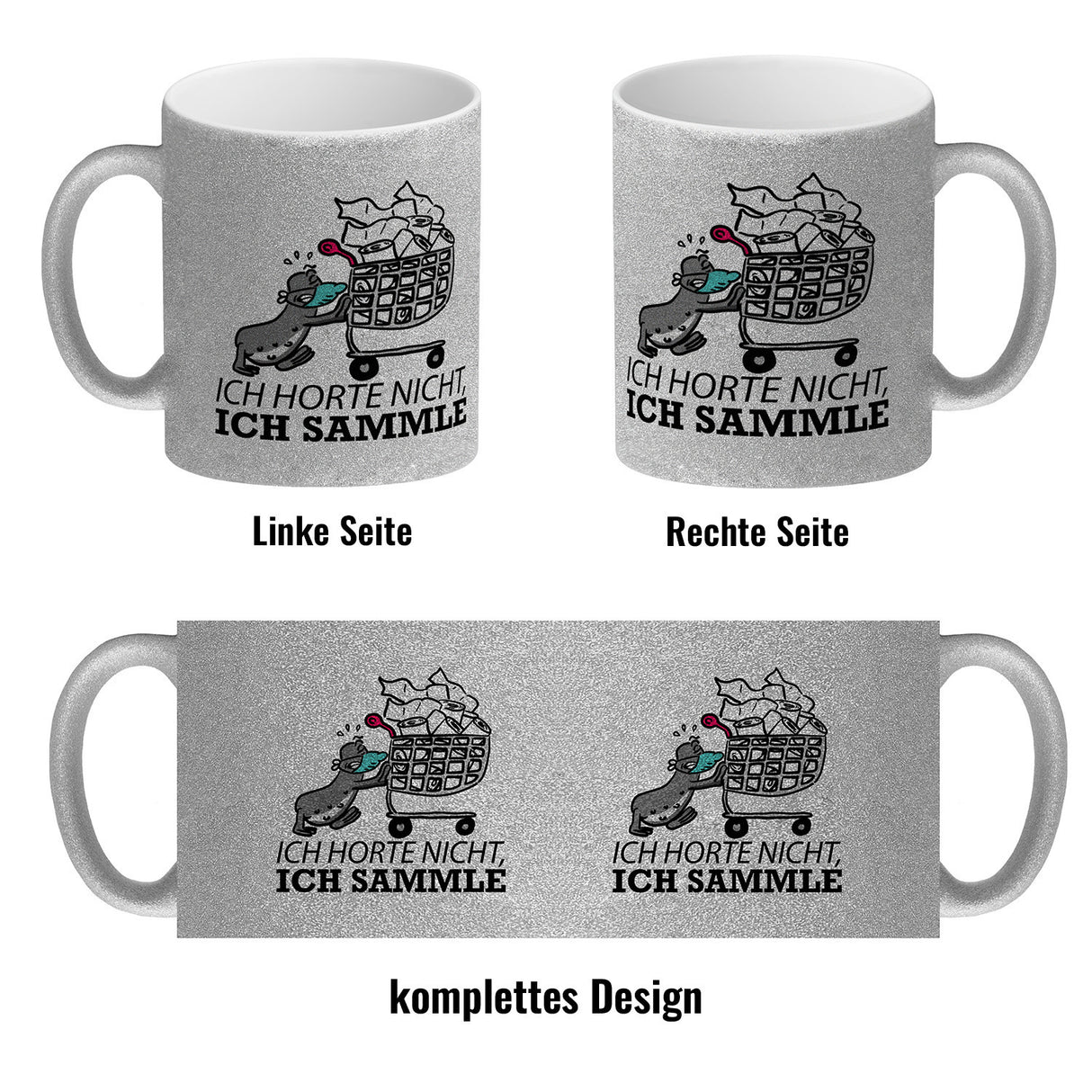 Ich horte nicht, ich sammle Kaffeebecher mit Seeleopard und Toilettenpapier