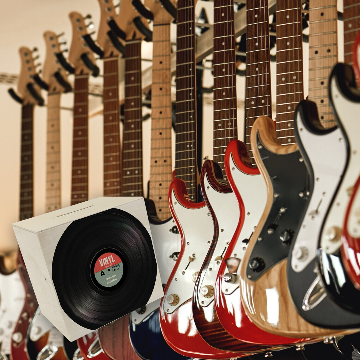 Spardose aus Keramik im Retro Vinyl Schallplattendesign RocknRoll-Stil