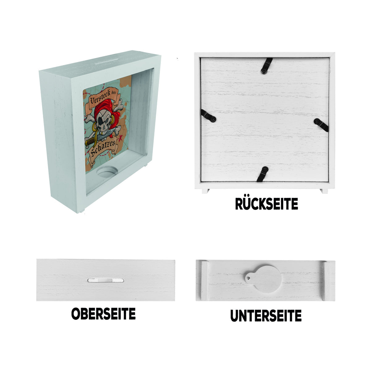 Spardose für Kinder mit Schatzkarte und Totenkopf - Versteck des Schatzes
