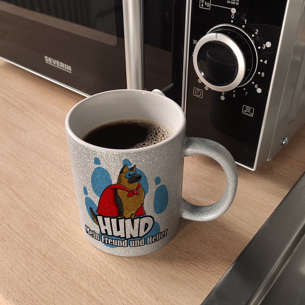 Kaffeebecher mit Superhelden - Schäferhund - Hund mein Freund und Helfer