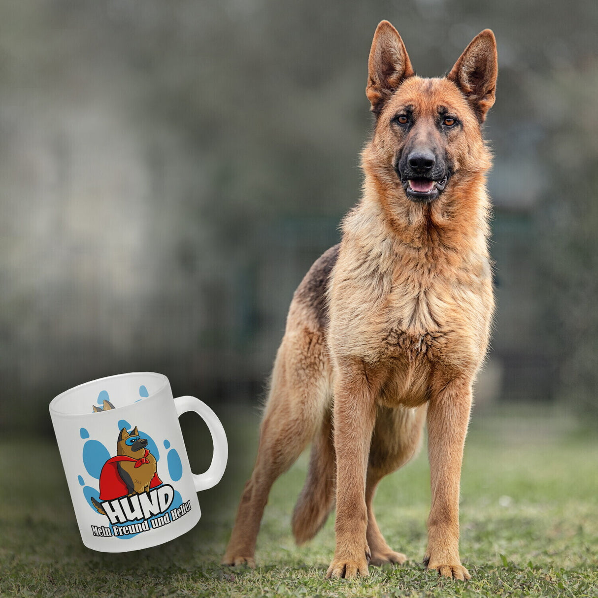 Kaffeebecher mit Superhelden - Schäferhund - Hund mein Freund und Helfer