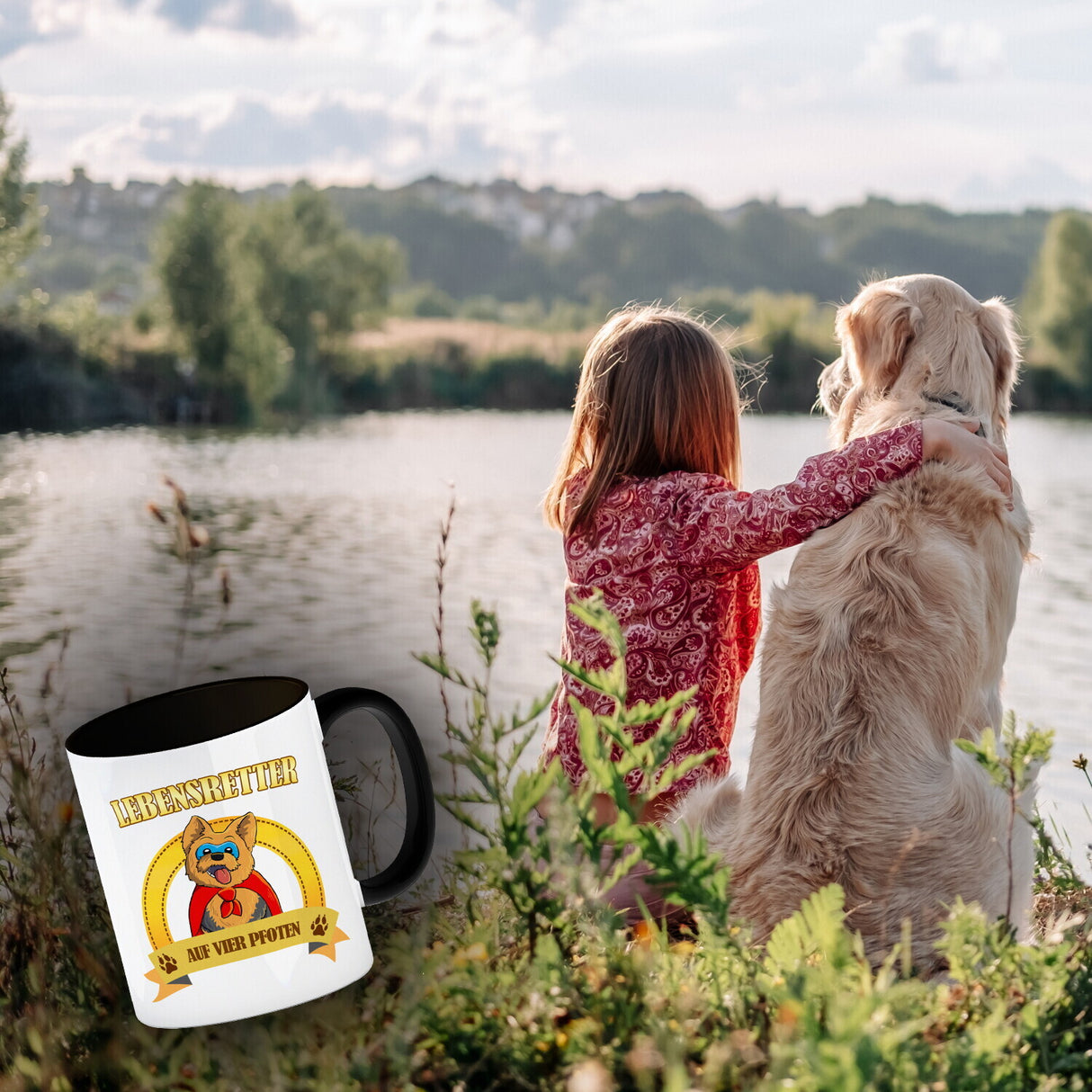 Kaffeebecher mit Superheld - Yorkshire Terrier - Lebensretter auf vier Pfoten