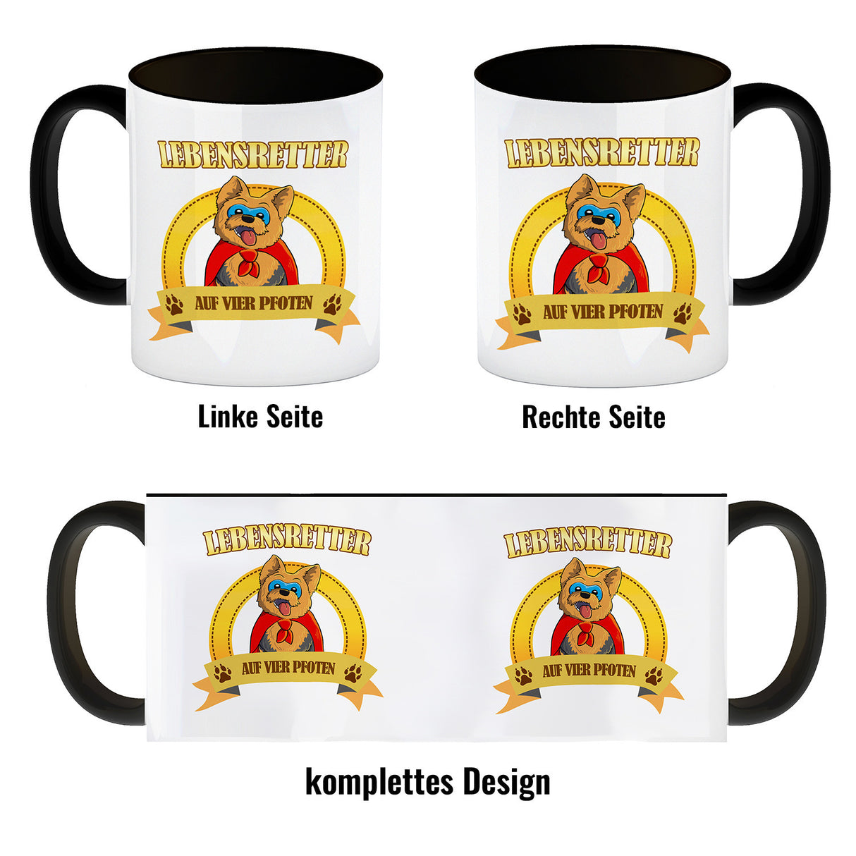 Kaffeebecher mit Superheld - Yorkshire Terrier - Lebensretter auf vier Pfoten