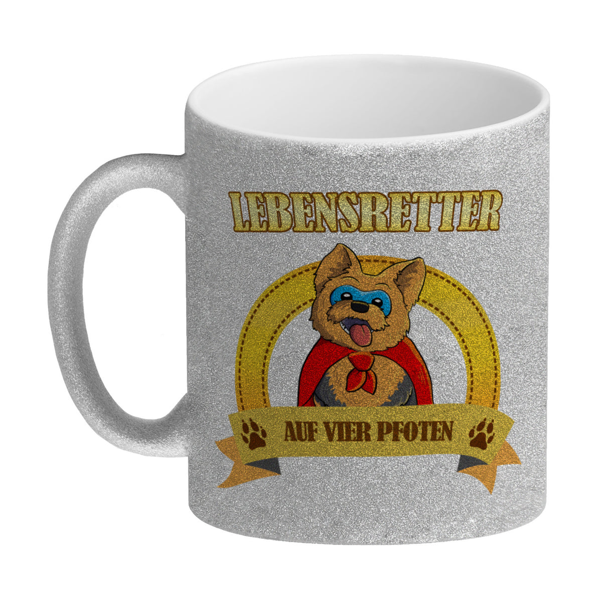 Kaffeebecher mit Superheld - Yorkshire Terrier - Lebensretter auf vier Pfoten