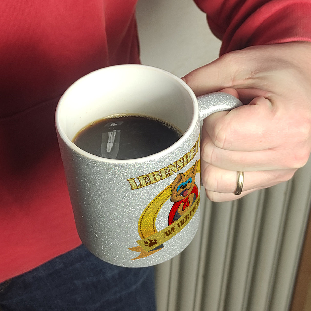 Kaffeebecher mit Superheld - Yorkshire Terrier - Lebensretter auf vier Pfoten
