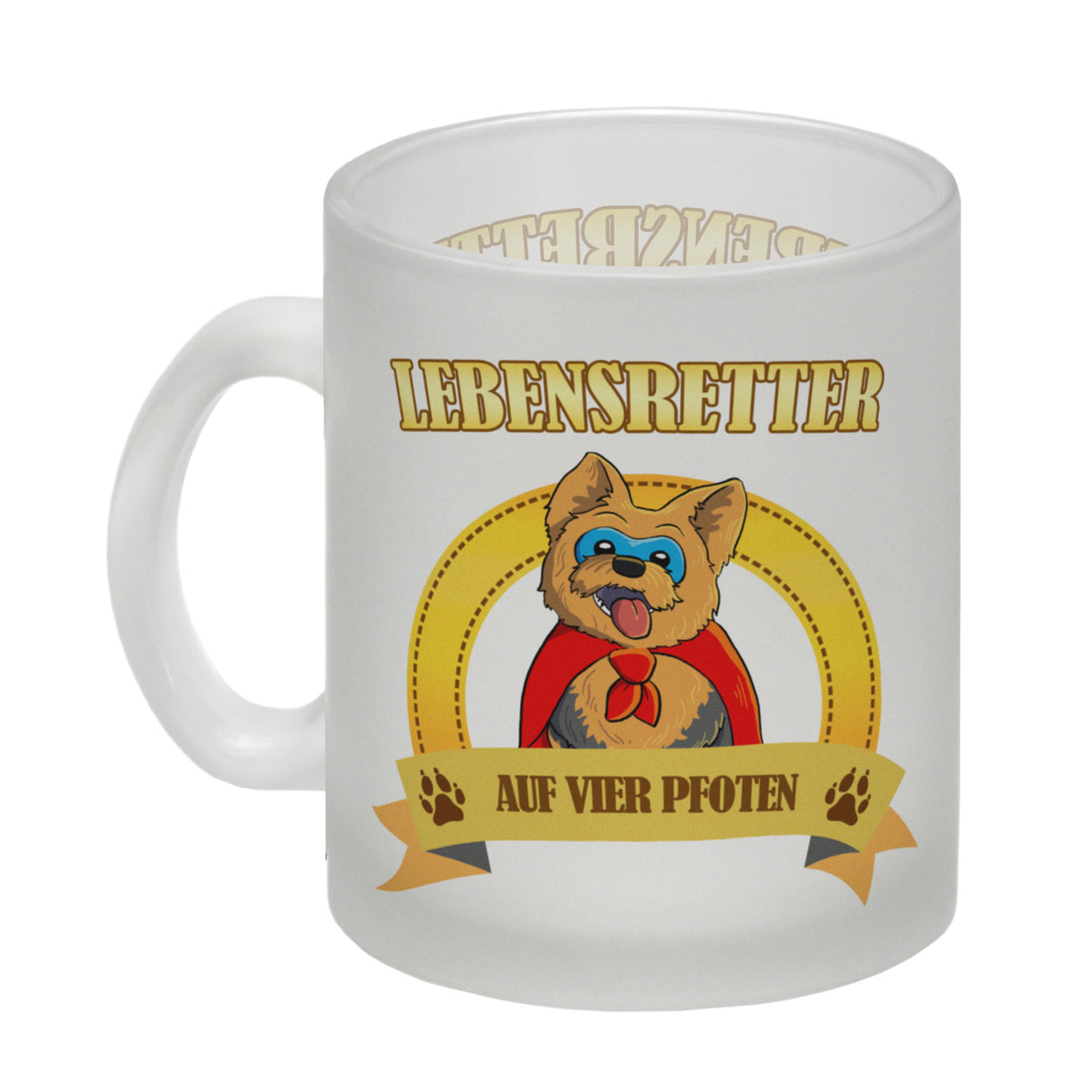 Kaffeebecher mit Superheld - Yorkshire Terrier - Lebensretter auf vier Pfoten
