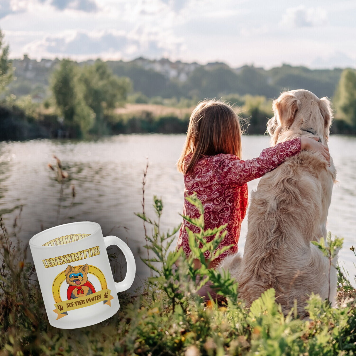 Kaffeebecher mit Superheld - Yorkshire Terrier - Lebensretter auf vier Pfoten