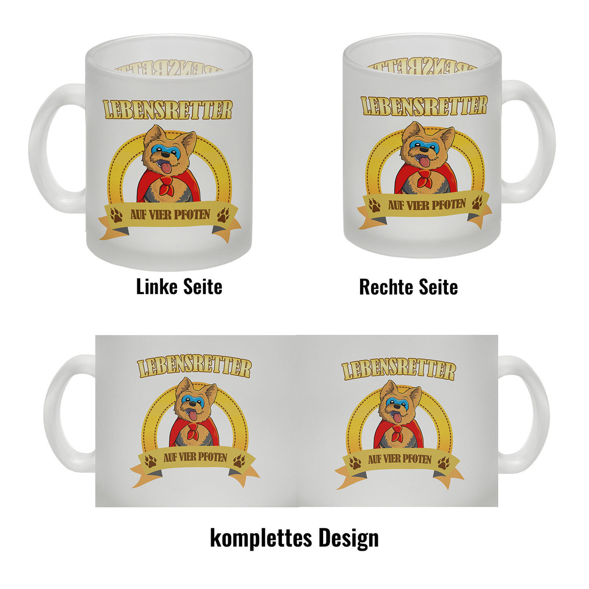 Kaffeebecher mit Superheld - Yorkshire Terrier - Lebensretter auf vier Pfoten