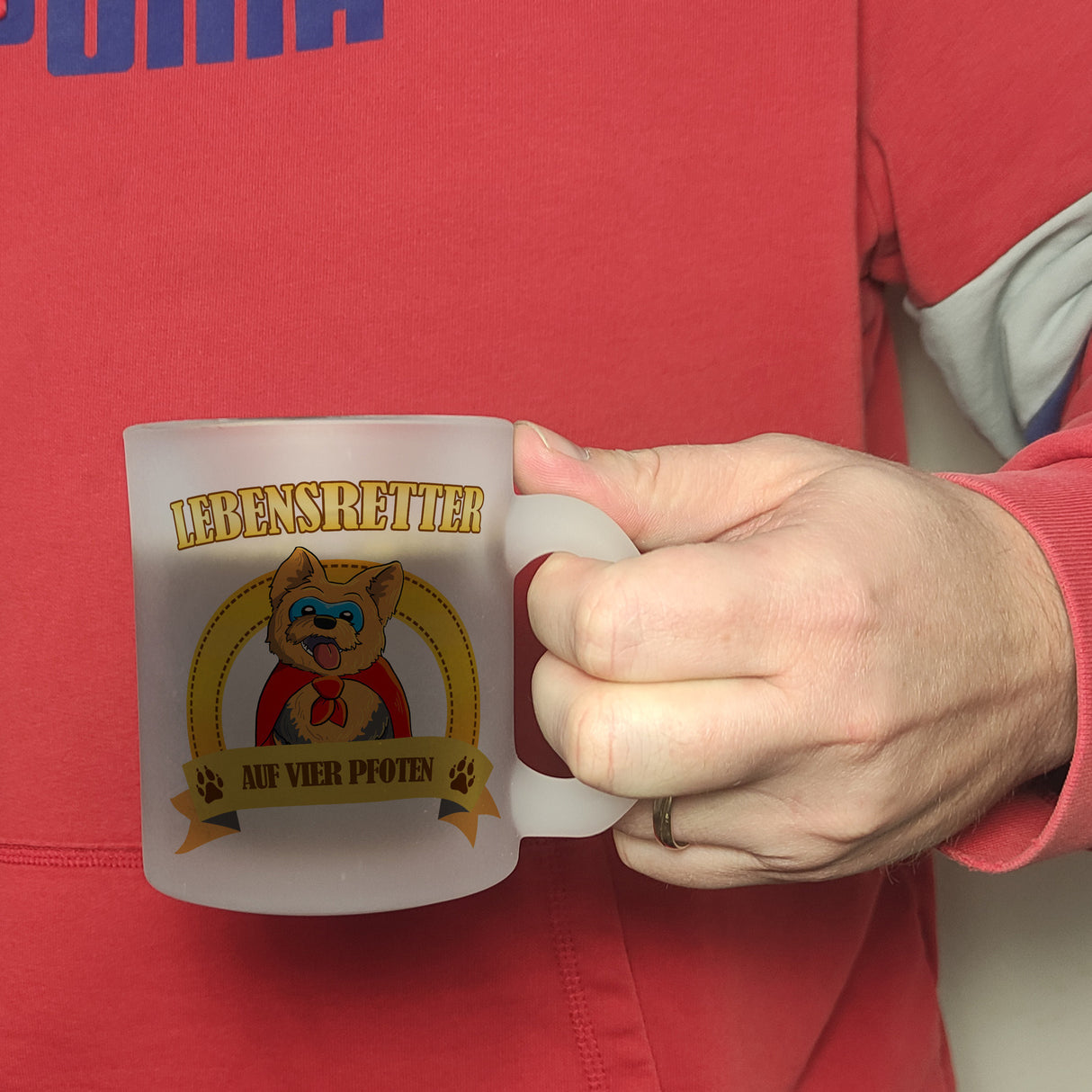 Kaffeebecher mit Superheld - Yorkshire Terrier - Lebensretter auf vier Pfoten