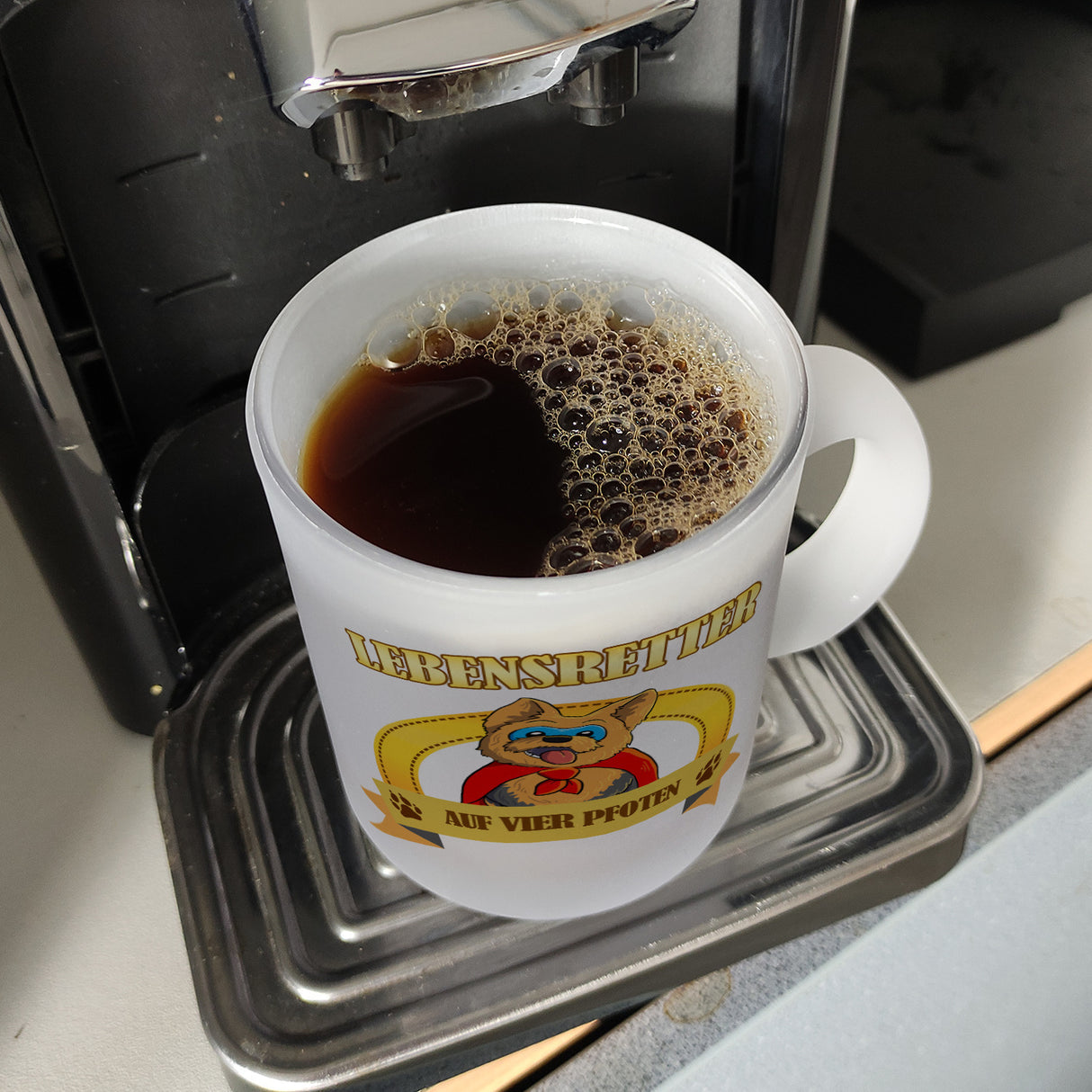 Kaffeebecher mit Superheld - Yorkshire Terrier - Lebensretter auf vier Pfoten