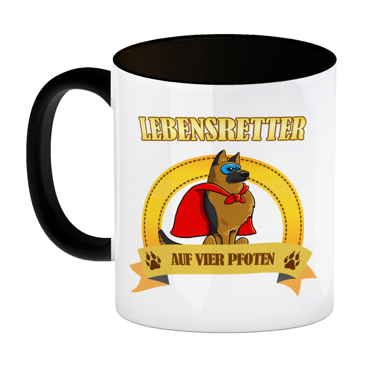 Kaffeebecher mit Superheld - Schäferhund - Lebensretter auf vier Pfoten