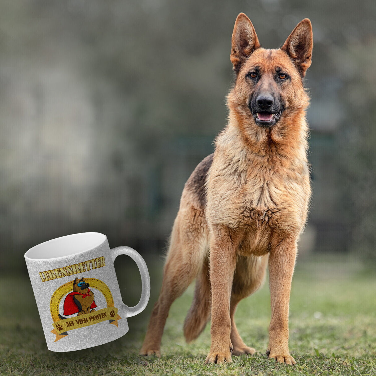 Kaffeebecher mit Superheld - Schäferhund - Lebensretter auf vier Pfoten