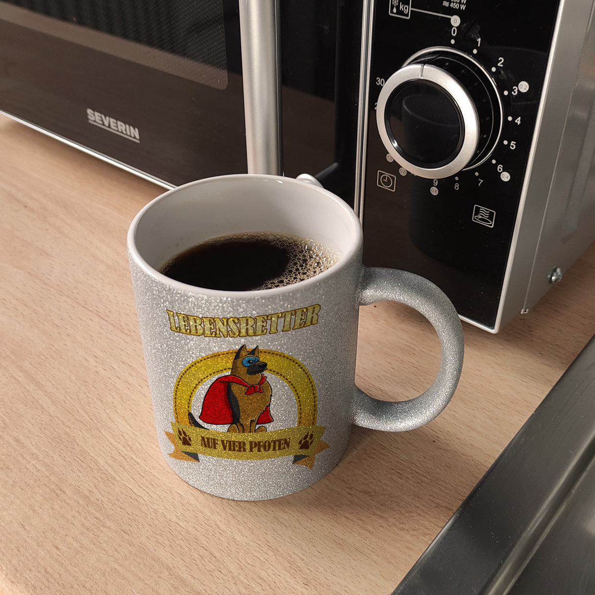 Kaffeebecher mit Superheld - Schäferhund - Lebensretter auf vier Pfoten