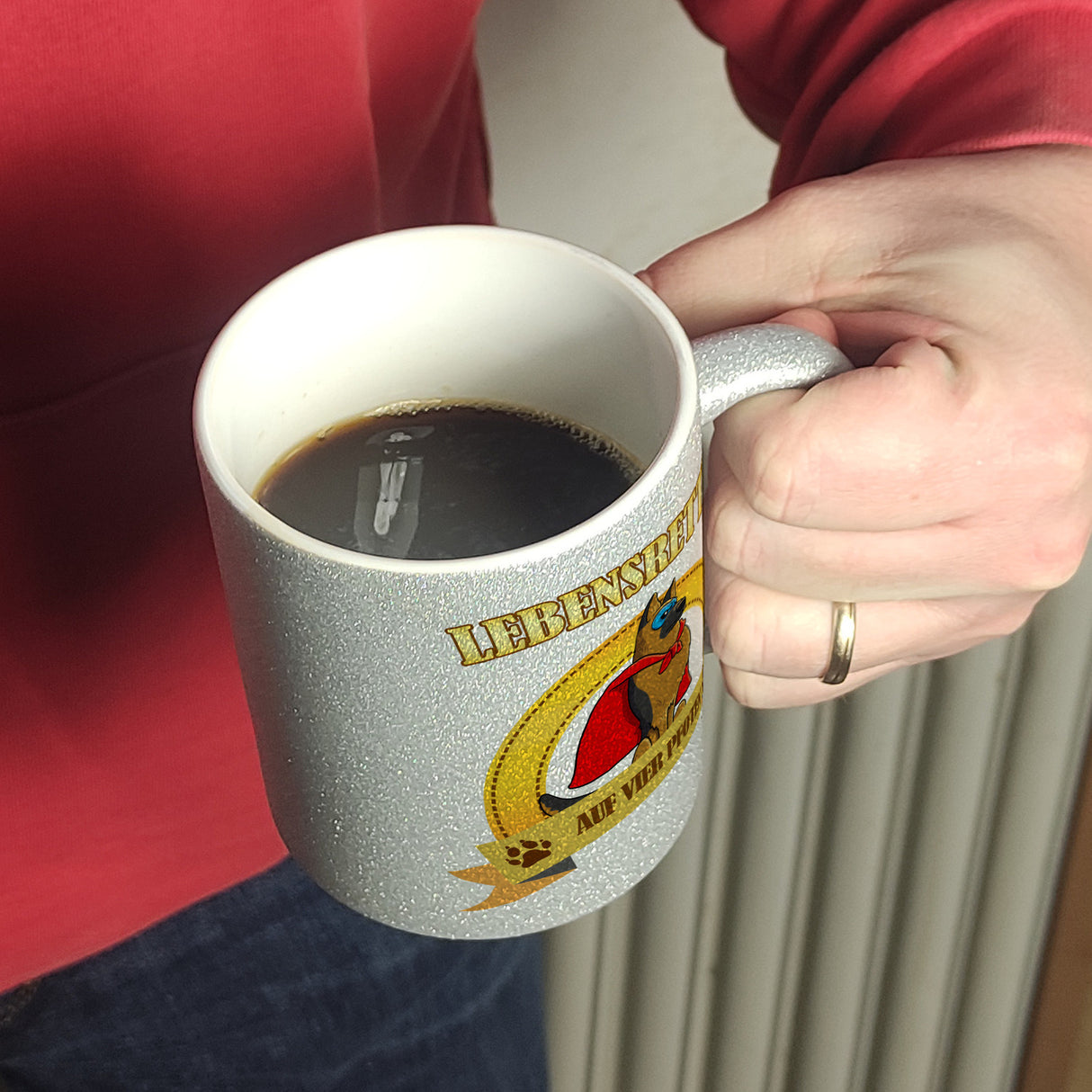 Kaffeebecher mit Superheld - Schäferhund - Lebensretter auf vier Pfoten