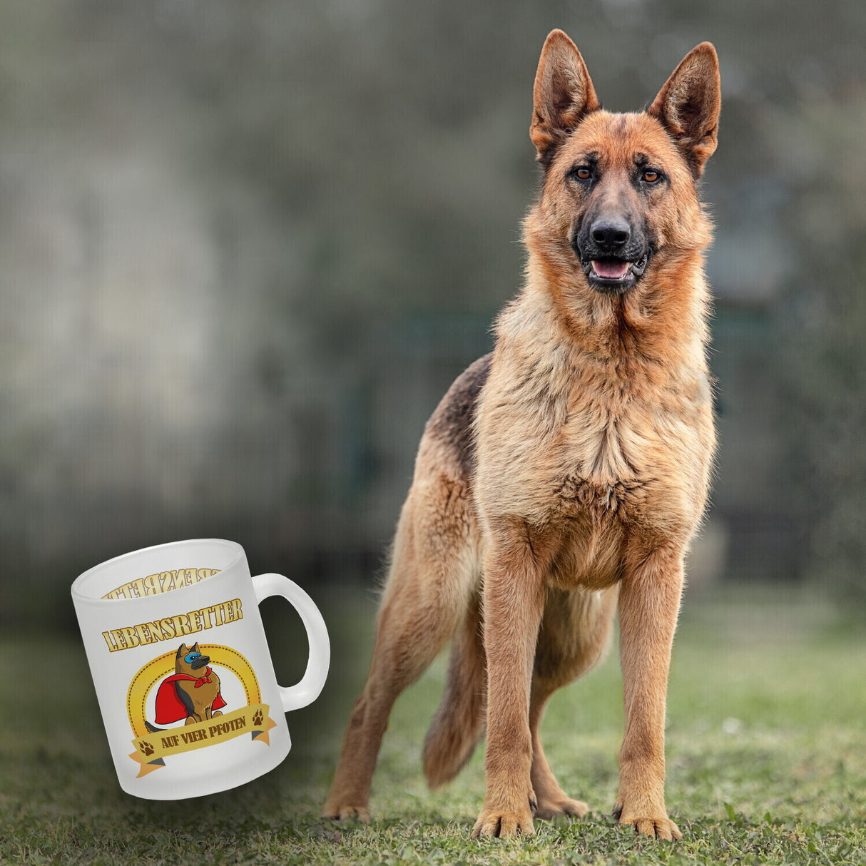 Kaffeebecher mit Superheld - Schäferhund - Lebensretter auf vier Pfoten