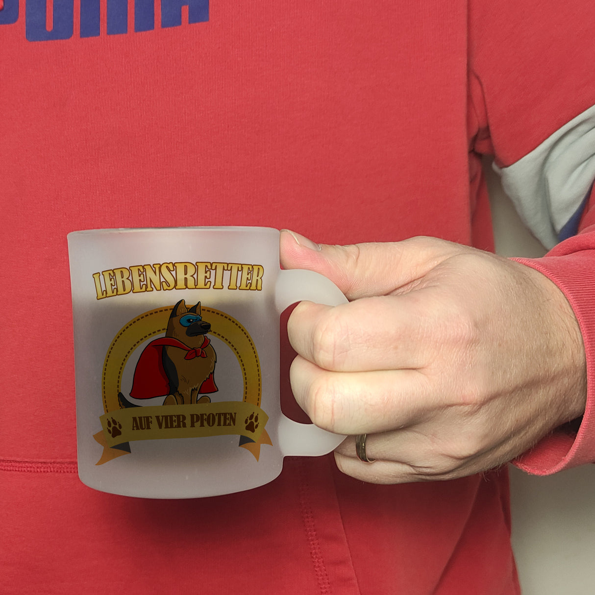 Kaffeebecher mit Superheld - Schäferhund - Lebensretter auf vier Pfoten