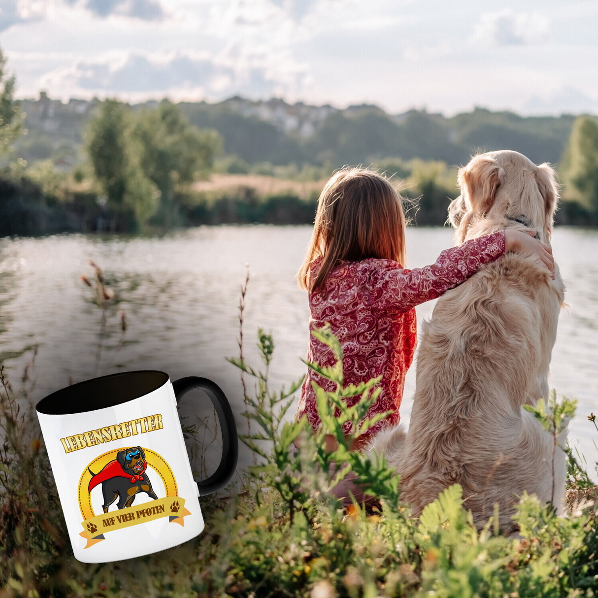 Kaffeebecher mit Superheld - Rottweiler - Lebensretter auf vier Pfoten