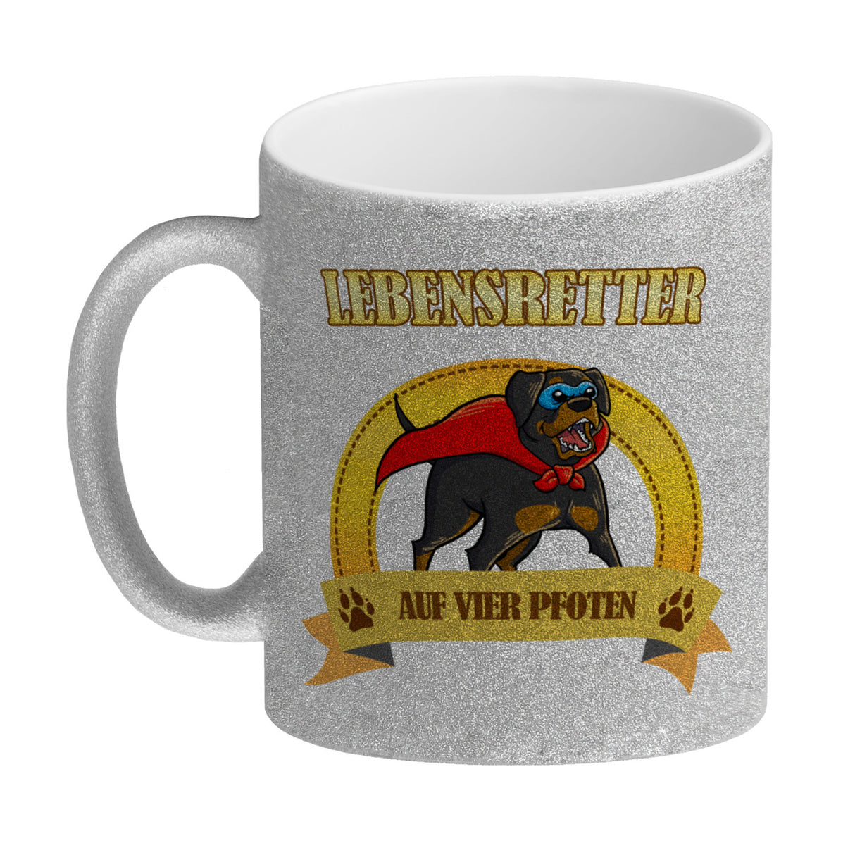 Kaffeebecher mit Superheld - Rottweiler - Lebensretter auf vier Pfoten