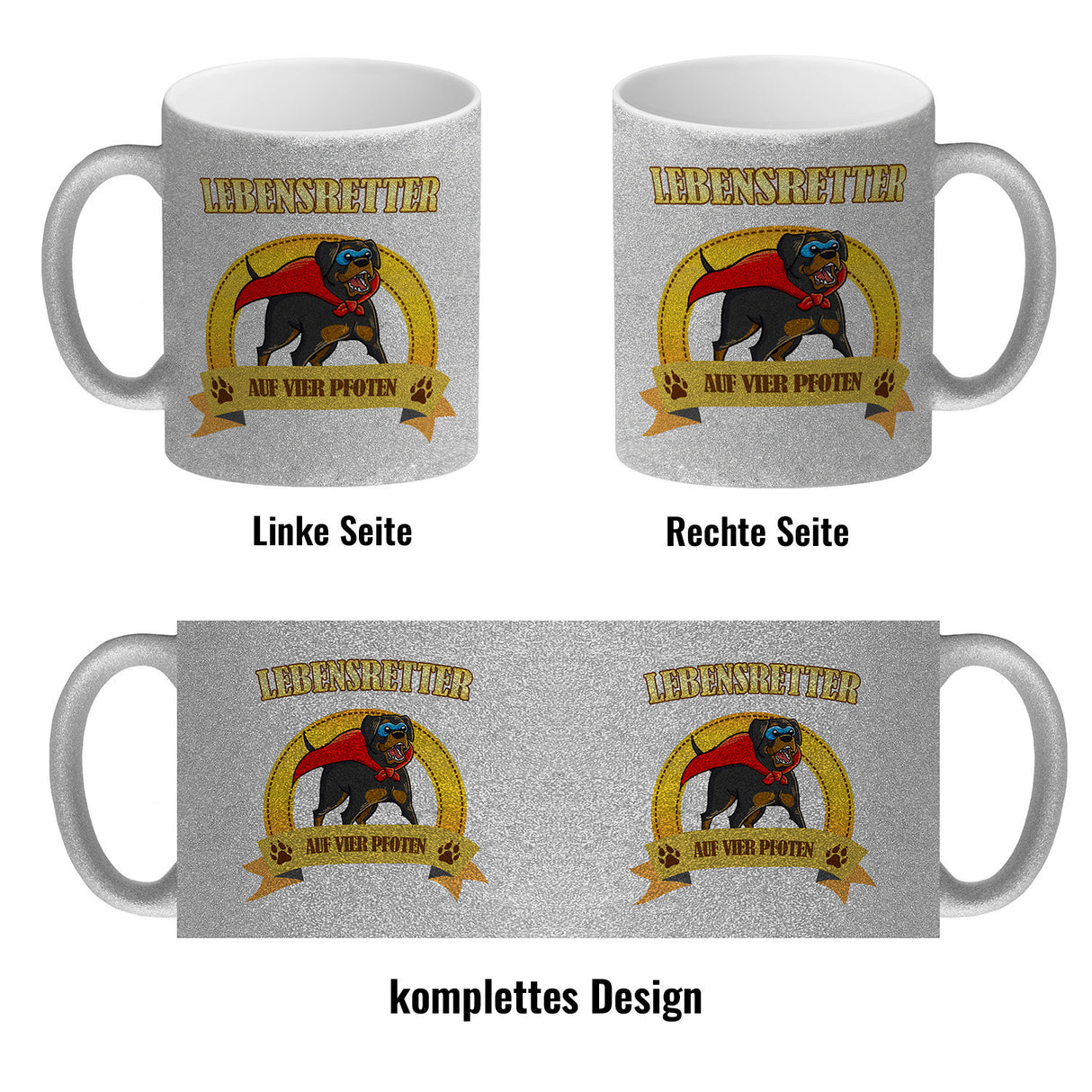Kaffeebecher mit Superheld - Rottweiler - Lebensretter auf vier Pfoten